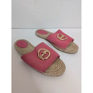 Coach Corey Leather Slip on Espadrilles Slides Confetti Pink Women's Size 8 Cute